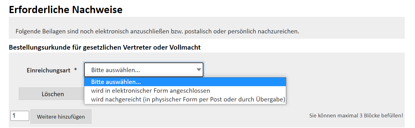 Beilagen hochladen Beilagen hochladen